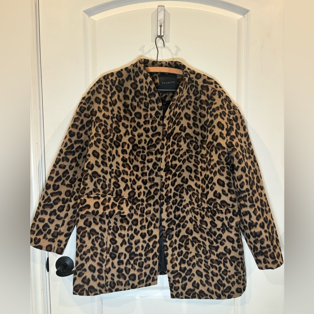 Talbots Leopard Wool Blend Coat. Size M.